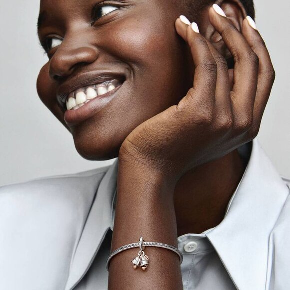 Pandora Two-tone Wedding Bells Double Dangle Charm - Picture 6 of 6